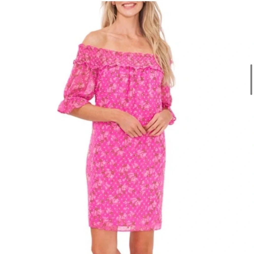 Cece smocked floral mini dress